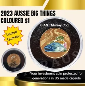 2023 Aussie Big Things coloured $1 GIANT MURRAY COD in US caps FREE POST - Picture 1 of 3
