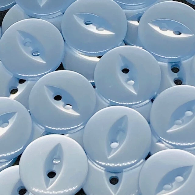 Polyester Fish Eye Buttons Light Blue Pack of 10 - Image 1 of 1