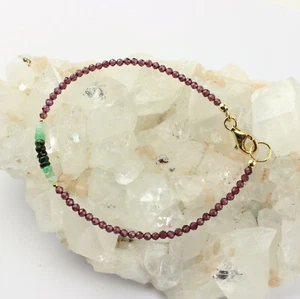 Rodolith Granat und Smaragd Armband facettierte 925 Silber Geschenk ca.19,5 cm - Bild 1 von 4