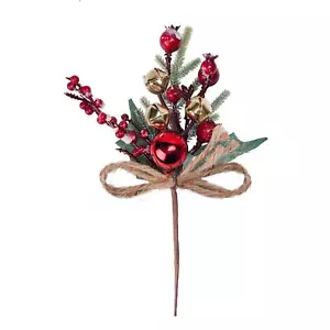 Navidad Artificial Spray Tallo Palillos Guirnalda/Corona 22cm Rojo Baya Oro - Imagen 1 de 2