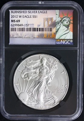 2012 W Burnished Silver Eagle $1   MS 69 - Image 1 of 2
