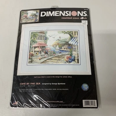 Dimensions Cafe By The Sea Counted Cross Stitch Kit-14"X10" 14 Count #35157 New - Image 1 of 4