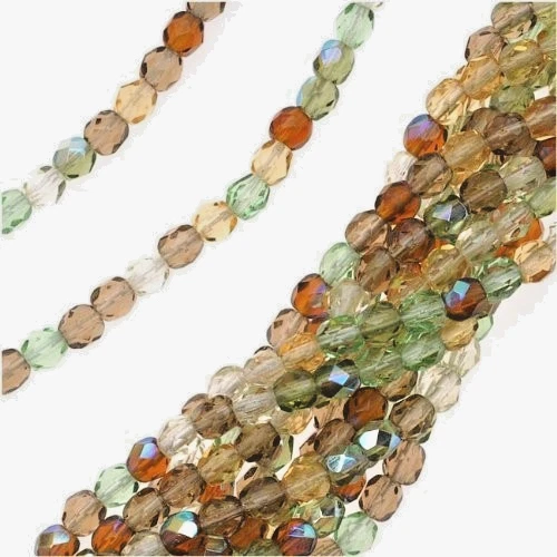 Mistura de contas de vidro Jablonex Fire polido 6mm - Mistura de tons de terra (50 contas) - Imagem 1 de 1