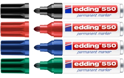 Edding 550 Permanente Marker Permanentmarker. 3-4mm Nero, Rosso, Blu, Verde