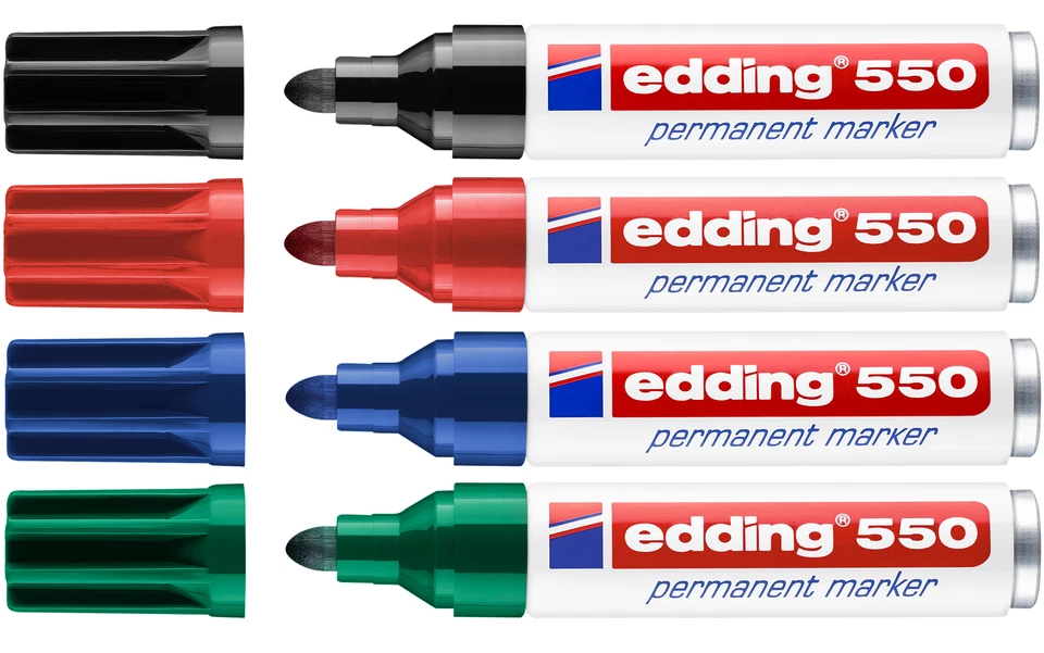 Edding 550 Permanent Marker Permanentmarker. 3-4mm Schwarz, Rot, Blau, Grün - Bild 1 von 1