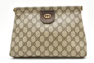 Borsa pochette vintage Gucci [Rank Almost A] GG PVC chiusura borsa marrone originale - Foto 1 di 13