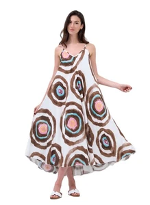 Ladies Italian Lagenlook Tie-Dye Print Sleeveless Maxi Long Summer Dress - Picture 1 of 9