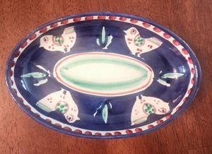 Vietri Falcone da Luisa Sorrento Blue Green Chicken Small Oval Dish Italian - Picture 1 of 7