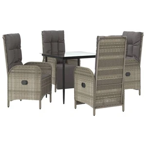 Garden Dining Set Outdoor Table and Chairs Black and Grey Poly Rattan vidaXL - Picture 1 of 16