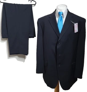BHS mens 2 piece suit Ch48"R W38" L29" Black pinstripe Wedding - Picture 1 of 13