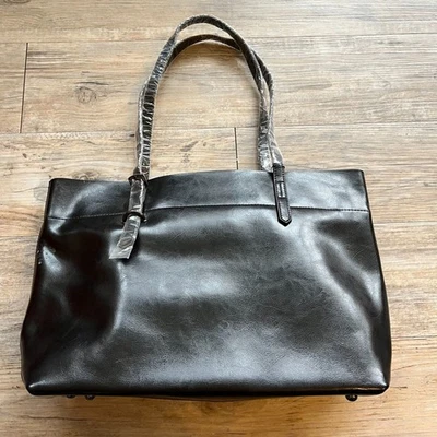 Bolso de Hombro Bolso de Mano Vintage Nuevo sin Etiquetas Cuero Negro Grande Años 90 Grunge Kattee Foto 1 de 4