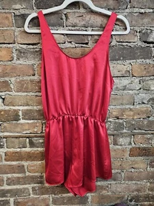 Victoria’s Secret Red Satin Romper Bodysuit w/ Tie - Size Small - Picture 1 of 3