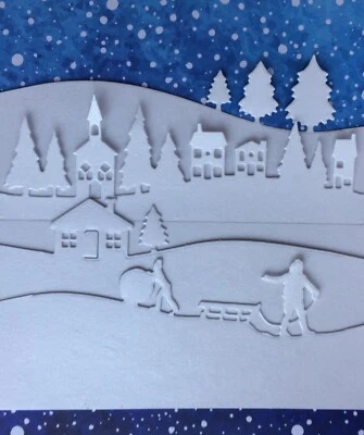 24 Layers Winter Village Scene Christmas White Card Making Die Cut Toppers