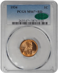 1934 Lincoln PCGS CAC RD 67+ - Picture 1 of 2