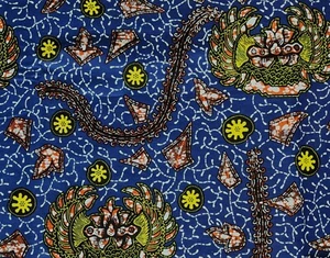 African Fabric 1/2 Yard Cotton Wax Print BLUE ORANGE GREEN Abstract Floral ABTHY - Picture 1 of 3