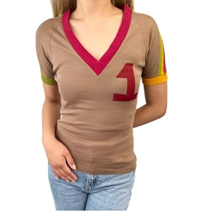 Christian Dior Vintage 2004 Logo Rasta T-Shirt Top #40 John Galliano Braun Rot - Bild 1 von 13