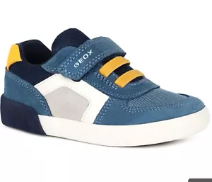 Geox B Gisli Boys Sneaker in Jean Blue and Yellow New - Picture 1 of 5
