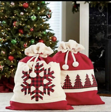 Jumbo Holiday Gift Bags, Snowflake & Trees , Red & Black Buffalo Plaid Set of 2
