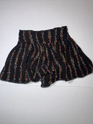 FREE PEOPLE Womens Black Floral Pull On Shorts Size S Small - Image 1 of 4