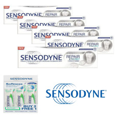 Sensodyne Toothpaste Whitening Repair & Protect Whitening 100g x 5 +3 Toothbrush