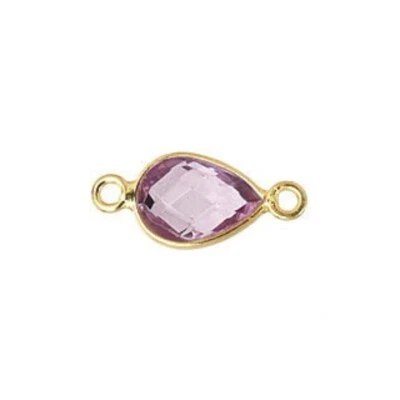 Gold Gemstone Link Charm, Purple Amethyst Faceted, February Birthstone Jewelry - Image 1 of 2