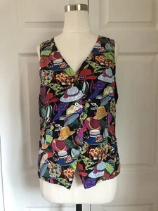 Chaleco de seda vintage para mujer sombreros estampados talla grande  - Imagen 1 de 5