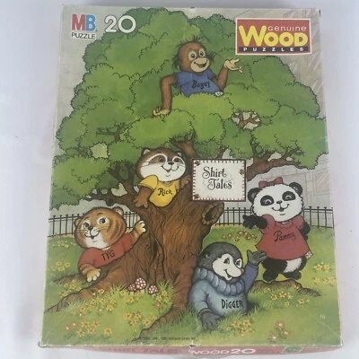 Rompecabezas de madera genuina vintage de los 80 Shirt Tales 20 piezas Milton Bradley Foto 1 de 4