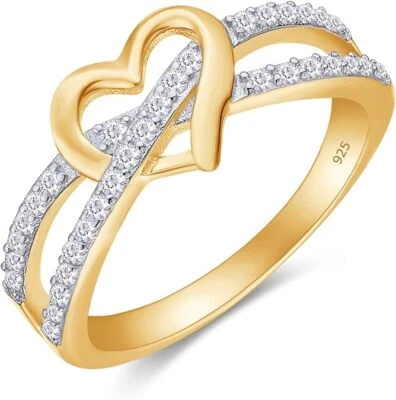 Natural Diamond Infinity Heart Split Shank Engagement Ring 925 Sterling Silver - Image 1 of 4