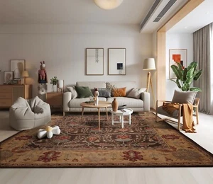 WILLIAM MORRIS BROWN 5'x8' Handmade 100% Wool Traditional Oriental Area Rug - Picture 1 of 7