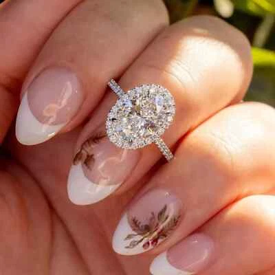 2.50 Ct Oval Cut Lab-Created Diamond Women's Engagement Ring 14k White Gold Over - Image 1 of 4