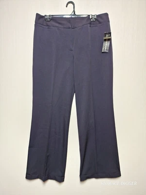 Pantalones de gabardina elásticos de 2 vías azul marino talla 12 Rafaella para mujer nuevos con etiquetas Foto 1 de 4