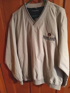 Devon & Jones V Neck Beige Jacket Prairie Band Casino Logo NWT  - Picture 1 of 10