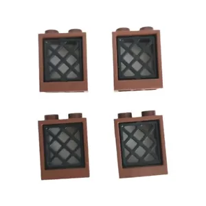 Lote De 4 Lego Castillo Marrón Ventana Enrejado Negro Bloque Ladrillo 7/8×5/8×3/8 Genuino - Imagen 1 de 6