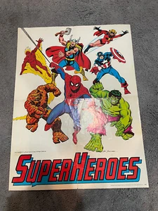 Vintage 1977 Marvel Comic Group - Super Heroes - Poster- Real Vintage 24"x18" - Picture 1 of 3