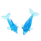  2 Pcs Desktop Decor Dolphin Glass for Table Miniature Animals Lovers Chic