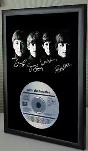 WITH THE BEATLES FRAMED CD SIGNED TRIBUTE 12"X 8" - Picture 1 of 1