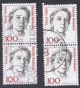 GERMANY 1988 Vertical Pair x2 Mi 1390 Therese Giehse (1898-1975) - Picture 1 of 1