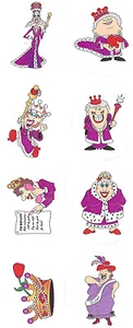 Red Hat Queen Stickers / 2 Sets of 4 / Choose Style / Cards Scrapbook or Crafts - Picture 1 of 3