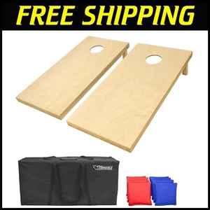 All-Weather Cornhole Boards - 100% Solid Wood with 2 Boards & 8 Bags Included - Picture 1 of 8