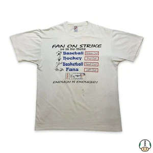 Camiseta deportiva vintage 1994 Sports Fan On Strike para hombre grande blanca deportiva EE. UU. Jerzees Tee - Imagen 1 de 9