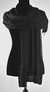 Vintage New Peter Nygard Saks Fifth Black Beaded Scarf Wrap 66x17.5 India Formal - Picture 1 of 15