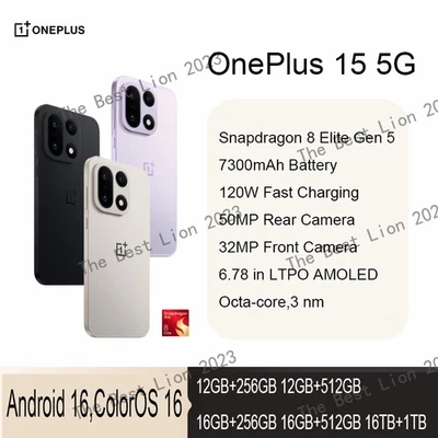 OnePlus 15 5G Mobile Phone 6.78" 165Hz Snapdragon 8 Elite Gen 5 7300mAh 120W NFC - Image 1 of 4