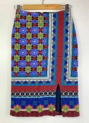 Saia lápis Anthropologie Maeve padrão colorido sala de chá, feminina XS forrada saia - Imagem 1 de 4