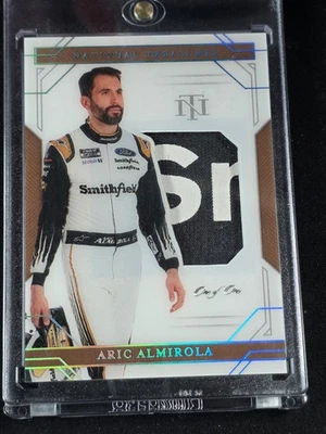 ARIC ALMIROLA 2020 NATIONAL TREASURES RACING FIRESUIT SILHOUETTE HOLO BLUE 1/1 - Image 1 of 2