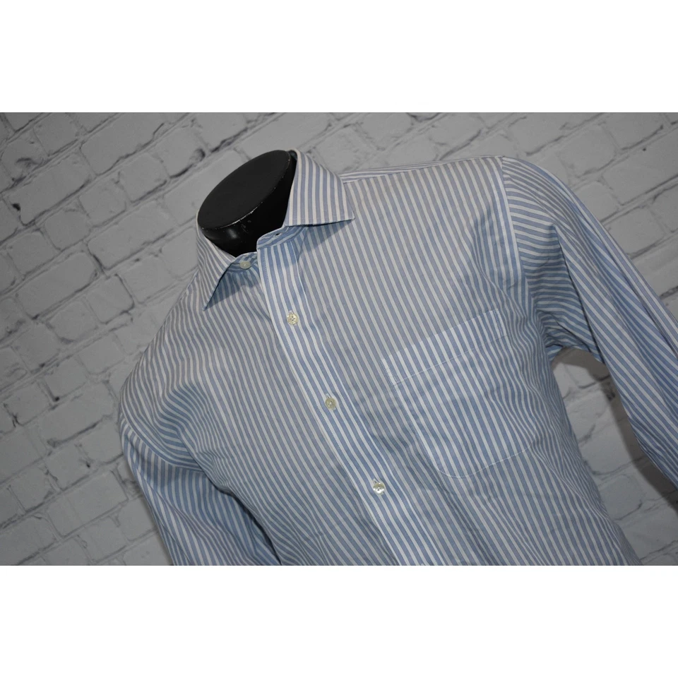 Camisa de vestir Brooks Brothers 346 para hombre talla grande azul blanco a rayas sin planchar Foto 1 de 4