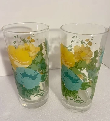 2 vasos Pioneer Woman rosa sombra azul amarillo verde floral Foto 1 de 2