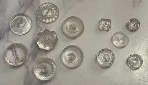 Vintage Czech Clear Depression Crystal Glass Crafting Buttons 107-35 - Picture 1 of 15