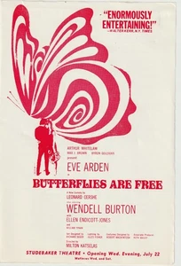 EFÍMERO: VOLANTE "LAS MARIPOSAS SON LIBRES", TEATRO STUDEBAKER, EVE ARDEN, 1972 - Imagen 1 de 2