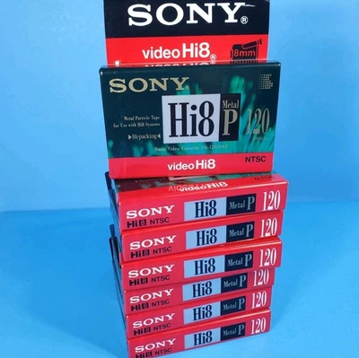 7 - Sony Hi8 120min Video Tape / Metal Particle P6-120HMP / 8MM NEW SEALED LOT - Image 1 of 4