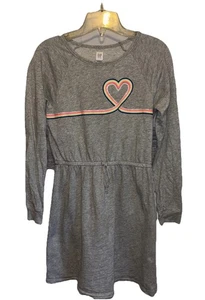 GAP KIDS Little Girls Long Sleeve Dress XXL Heathered Gray with Rainbow Heart - Picture 1 of 8